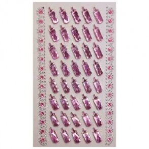 Rhinsten sutteflasker rosa 1,8 cm 40 stk