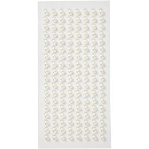 Stickers Perle hvid 144 stk 5mm