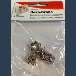 plast krone 4 stk dekoration  1,5x 1,3 cm