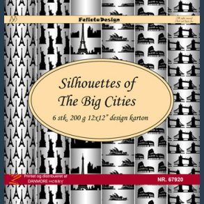 karton 5 ark 200 gr. 30,5 x 30,5 cm siluetter bygninger
