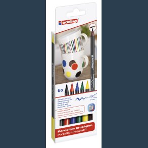 porcelnstusch standardt farver 6 stk.