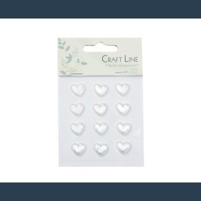 hjerter plast hvid 15 mm 12 stk.