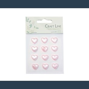 hjerter plast rosa 12 stk 15 mm