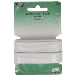 elastik 14 mm hvid 3 m