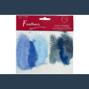 Fjer marabou bl� mix 18 stk