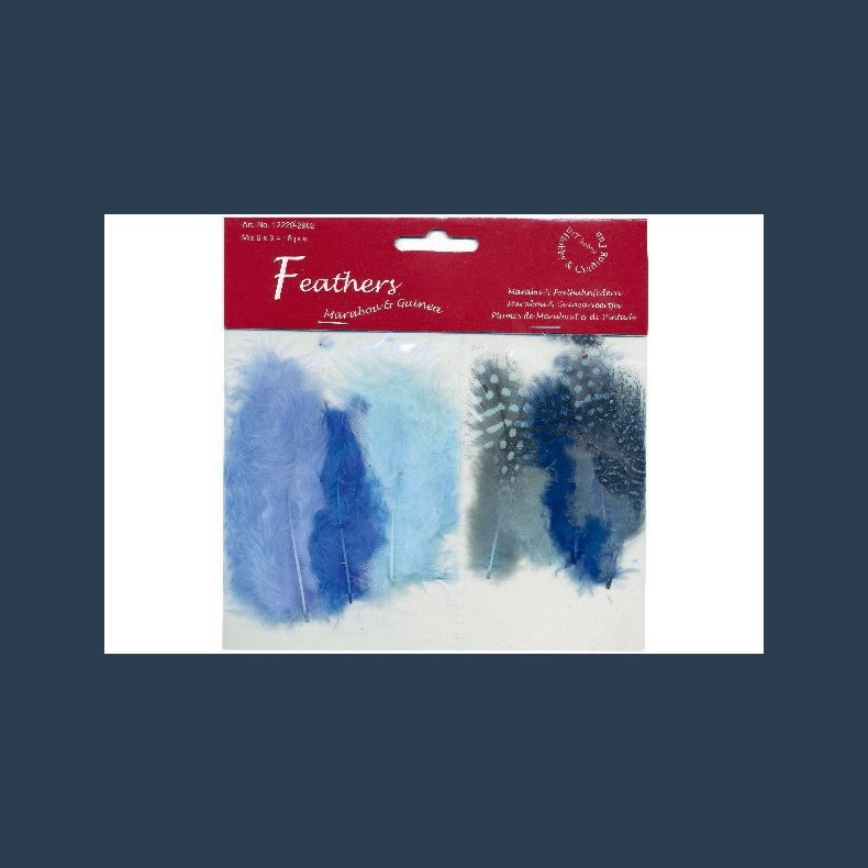 Fjer marabou bl mix 18 stk