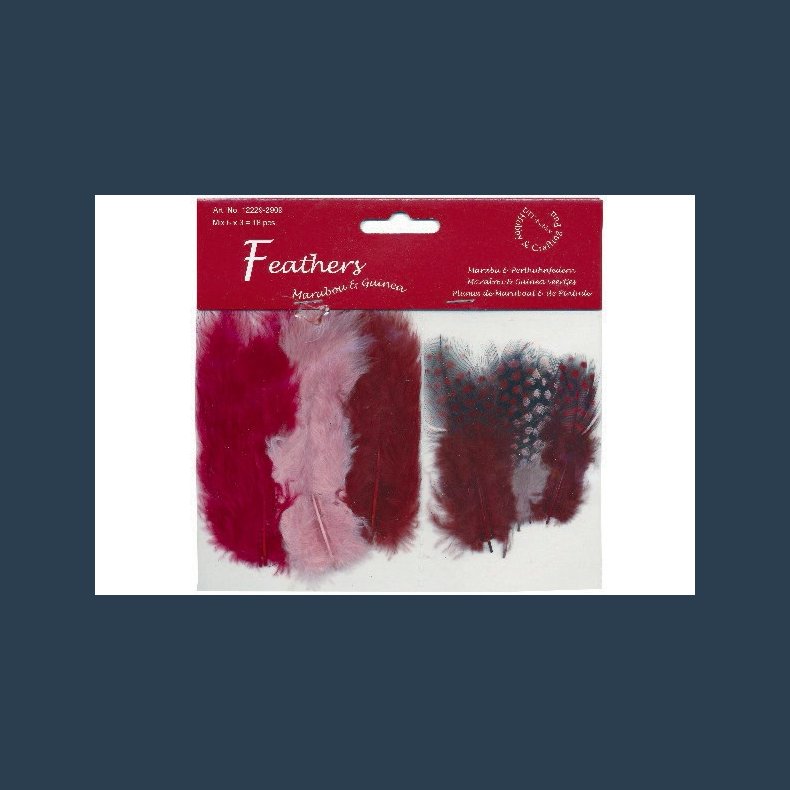 Fjer marabou bordeaux mix 18 stk