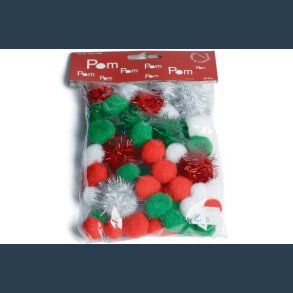 Pompom 50 ass 20-25 og 35 mm m/u glitter