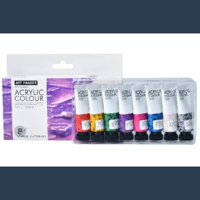 Acrylmaling st 8 stk 22 ml glitter