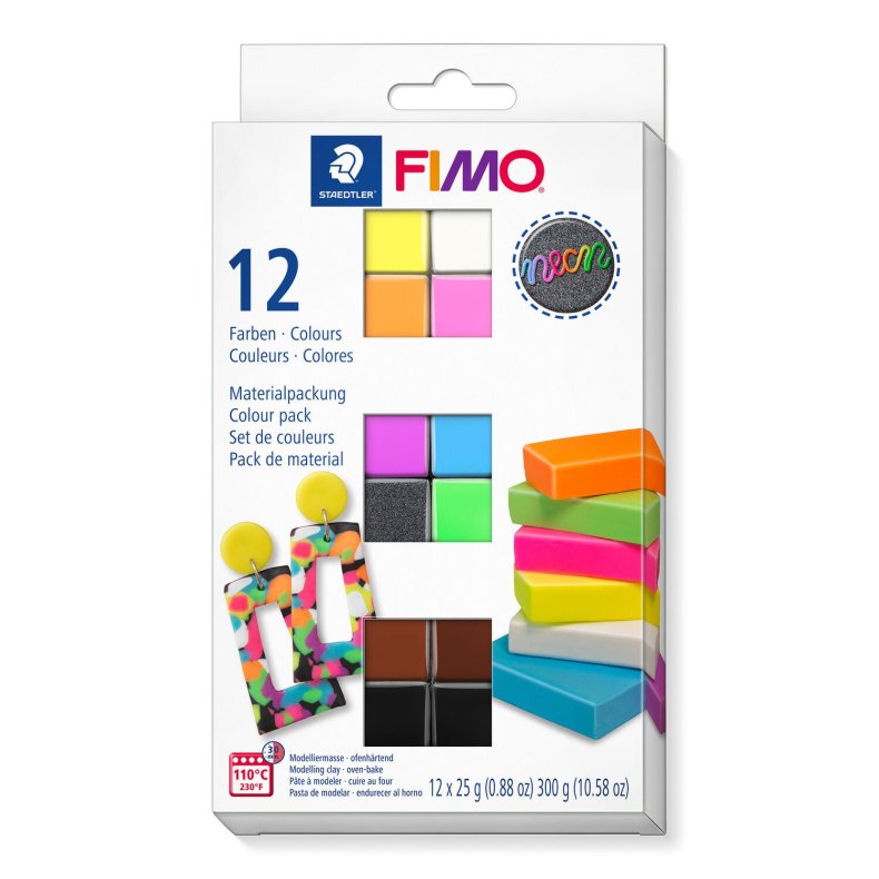 FIMO SOFT NEON  st 12 farver af 25 g