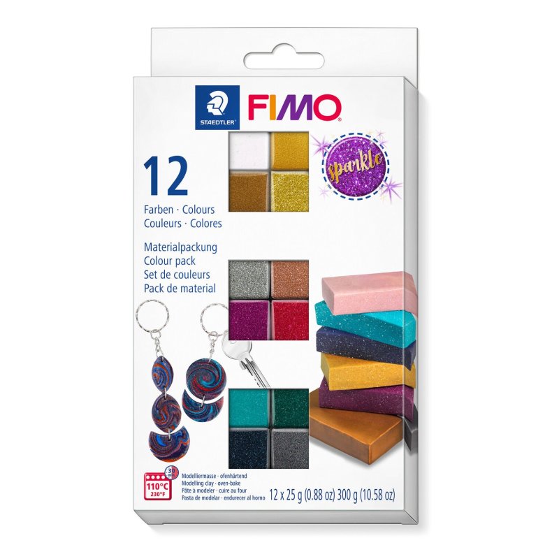 FIMO SOFT Sparklel  st 12 farver af 25 g