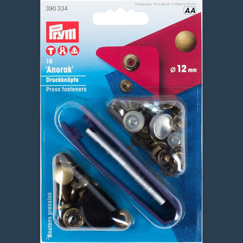 Prym Trykknapper Anorak 12 mm Antik messing