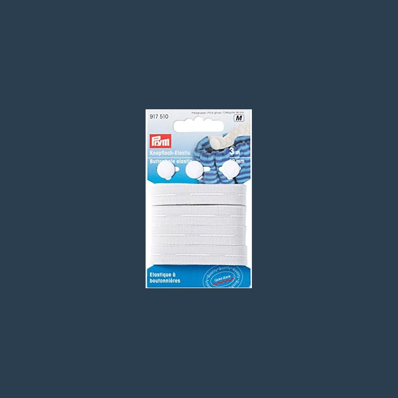 Prym knaphuls elastik 3 m 12 mm HVID