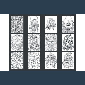 Graphix Postkort 12 stk POODLEDOODLE