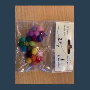 flit blomster 3 stk ass 3 cm 100% ren uld