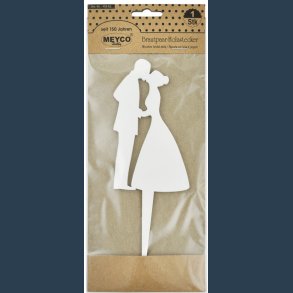 Brudepar i mat tr til kage