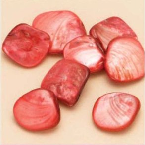 Muslingeperle r�d ca 13-17 mm 8 stk