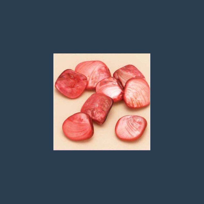 Muslingeperle r�d ca 13-17 mm 8 stk