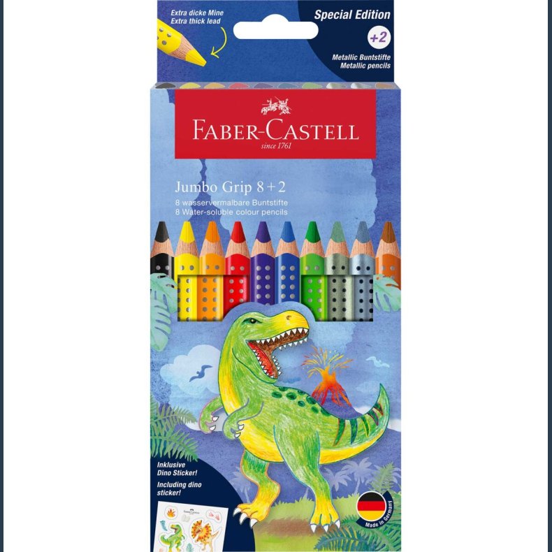 Faber Castell Gripl Dino+ stickers 8+2 metallic