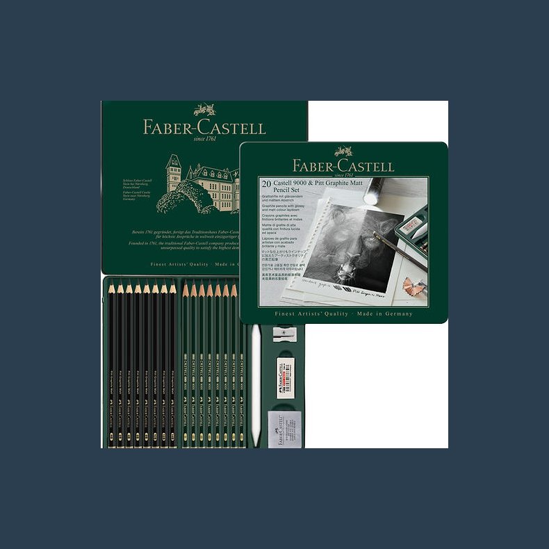 Faber-Castell 20 Castell 9000 &  Pitt Graphite Mat pencil se