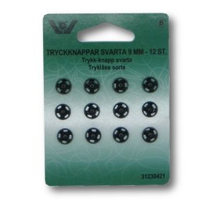 tryklse sort  9mm 12 stk