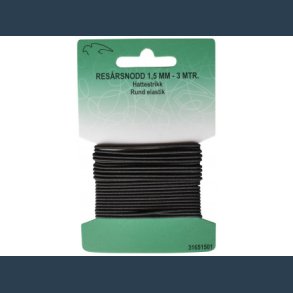 elastik rund 1,5mm X 3 m sort