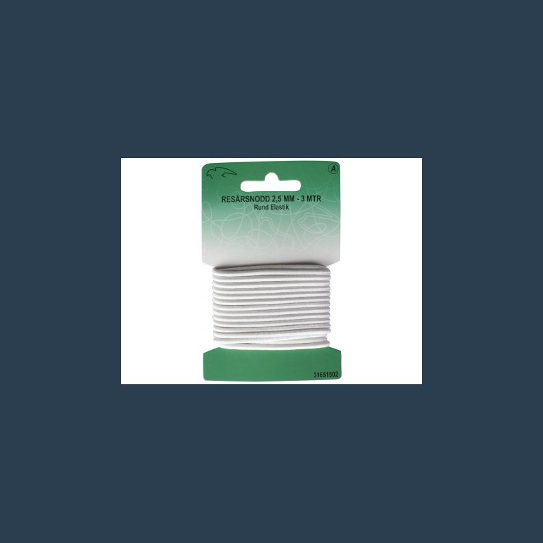 elastik rund 2,5 mm Hvid 3 M
