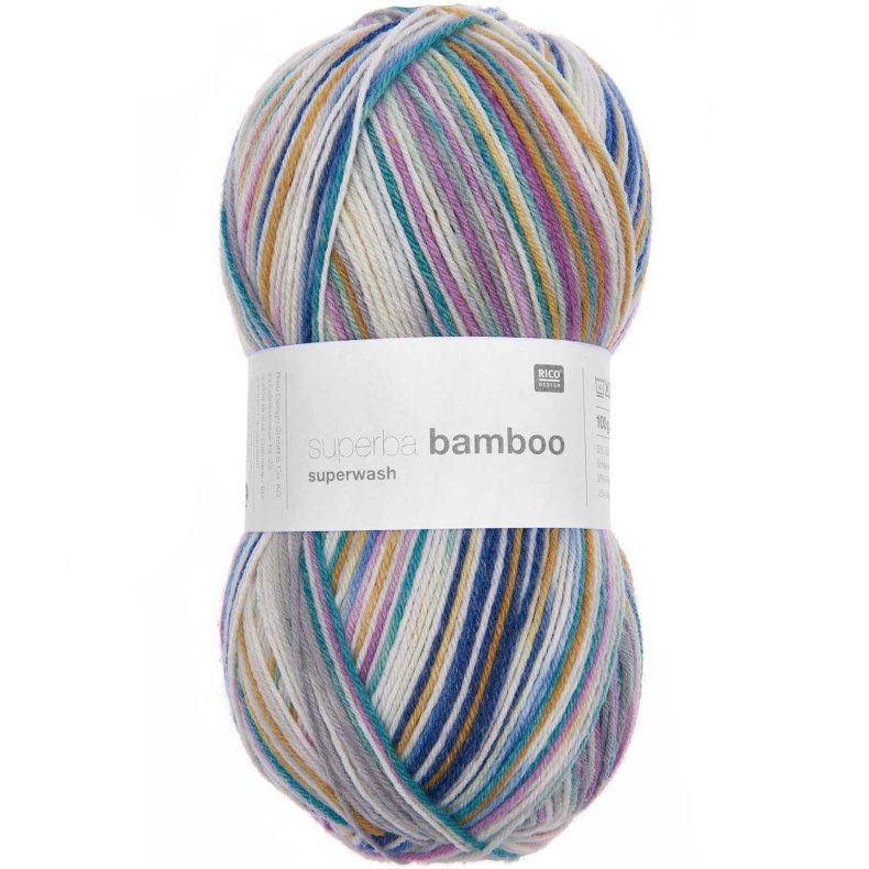 RICO Superba Bamboo strmpegarn 4 trde lys bl nuance