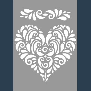 Stencil A5 hjerte til bl.a Odishine glitter